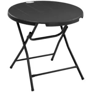Image of Outsunny Foldable Round Garden Table for 4, Outdoor Dining Table with HDPE Tabletop and Steel Frame, 80 x 80 x 73 cm, Dark Grey