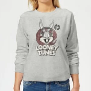 Image of Looney Tunes Bugs Bunny Circle Logo Womens Sweatshirt - Grey - XL