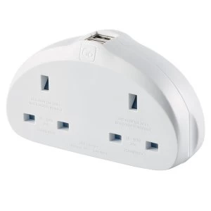 image of Go Travel Go-Travel UK-EU Duo Adaptor Plus USB