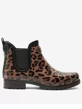 Image of Barbour International Assen Chelsea Leopard Wellington - Brown, Size 5, Women