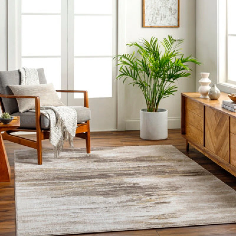 Image of Livabliss Abstract Modern Marble Dark Brown/off-White Hila Area Rug 160 X 213cm - Easy Care, Non Shedding, Ideal For Living Room & Bedroom