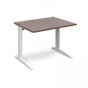 image of TR10 Straight Desk 1000mm x 800mm - White Frame Walnut Top