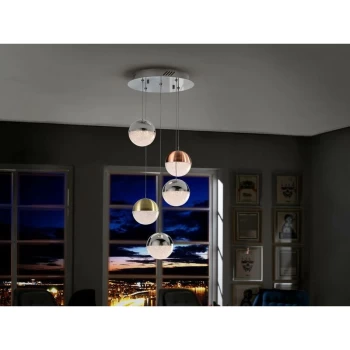 image of Schuller Sphere - Integrated LED Cluster Drop Ceiling Pendant Chrome, Brass, Copper