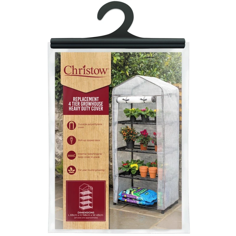 Image of Christow 4 Tier Mini Greenhouse Replacement Cover Grow House Protector - Mesh COVER ONLY Clear