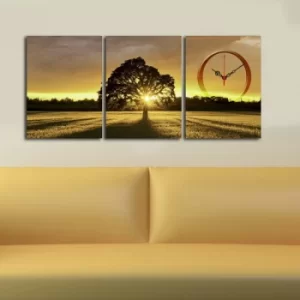 3P3040CS-77 Multicolor Decorative Canvas Wall Clock (3 Pieces)