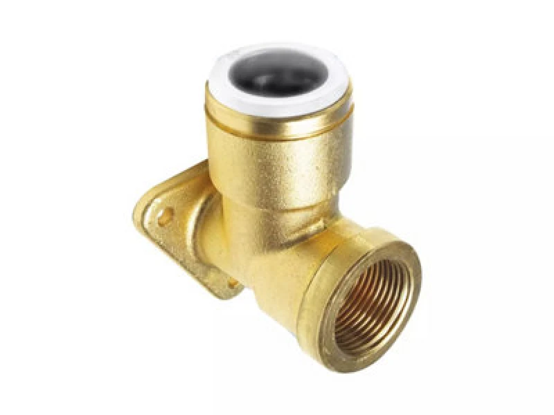 Image of John Guest Brass Back Plate Elbow (Short Neck) 15mm X 1/2 15WB2 Gold
