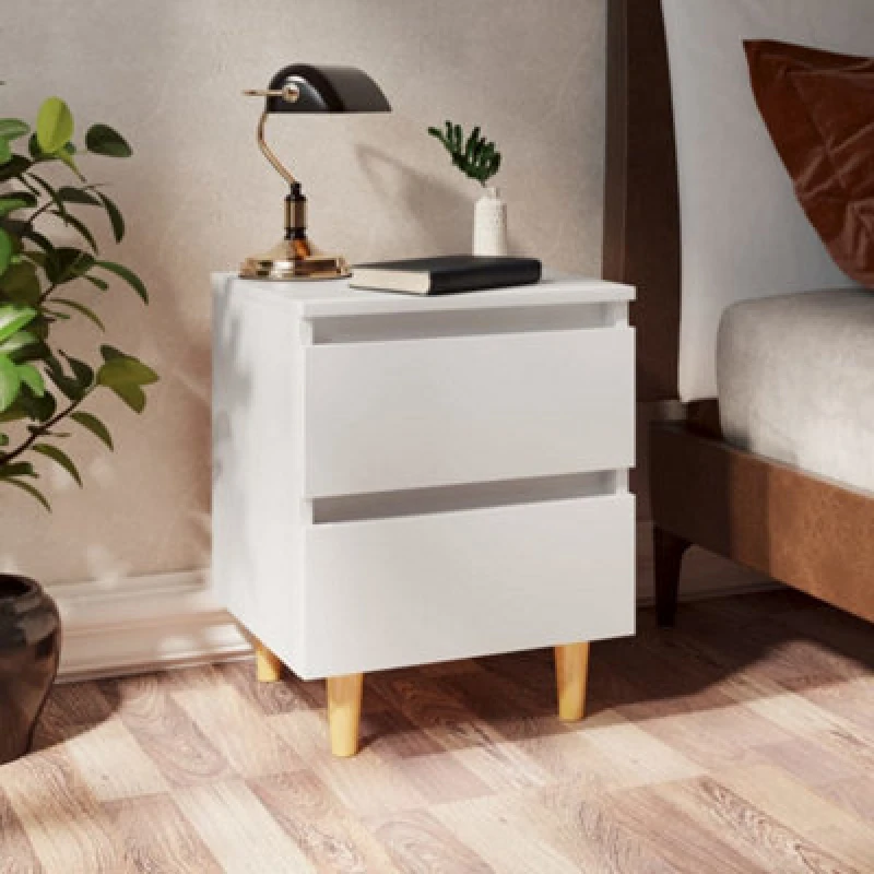 Image of VIDAXL Bed Cabinets with Solid Pinewood Legs 2 pcs White 40x35x50cm Vidaxl 8720286356616