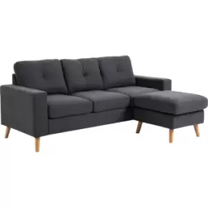Image of Homcom - 3-Seater L-Shaped Linen-Look Sofa Wood Frame Sponge Seat Back Cushions