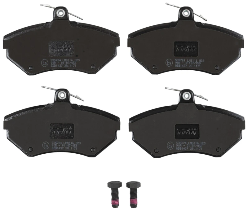 Image of TRW GDB1437 Brake pad set not prepared for wear warning indicator, with accessories, with brake caliper screws Brake Pad Set,disc brake (402)