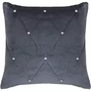 image of Paoletti New Diamante Embellished Cushion 45x45cm Pewter - Pewter