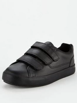 Image of Kickers Tovni Leather Strap Plimsolls - Black Leather, Size 10, Men