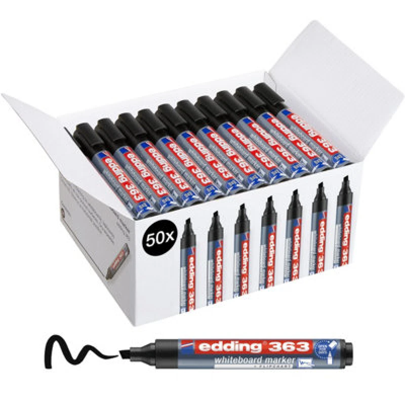 Image of Edding edding 363 Whiteboard Marker Chisel Tip 1-5mm Line Black Classpack (Pack 50) - 4-CP47 4-CP47