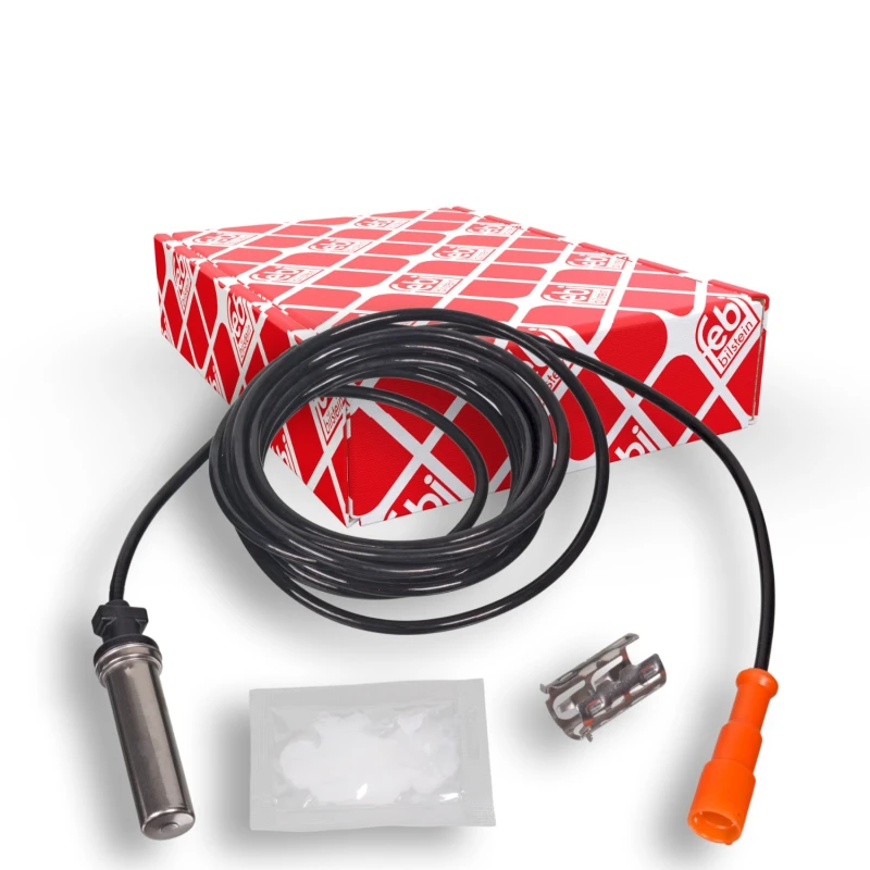 Image of FEBI BILSTEIN 45776 ABS Sensor Rear Axle, with bush Sensor,wheel speed (412)