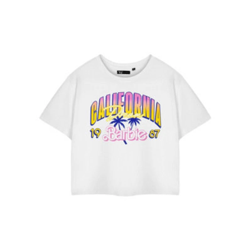 Image of Barbie Cropped Short Sleeved T-Shirt White female