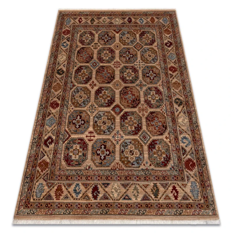 Image of RugsX Carpet Wool Keshan Fringe, Frame, Oriental 7874/53555 Beige / Terracotta 120X145 Cm