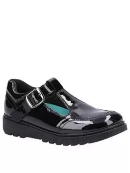 Image of Hush Puppies Kerry Junior Patent School Shoes - Black, Size 1 Older
