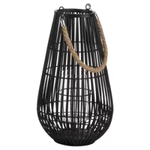 Image of Domed Rattan Lantern With Rope Detail