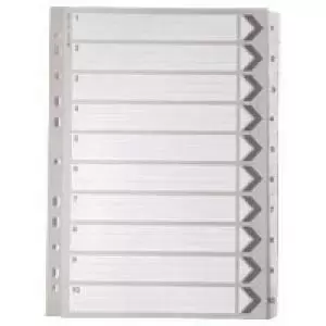 Image of A4 White 1-10 Mylar Index Mylar Reinforced TabsHoles WX10528 WX01528