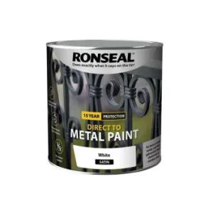 Image of Ronseal Direct to Metal Paint White Satin 2.5 litre