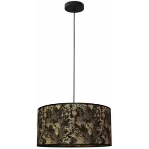 Image of Helam Abba Cylindrical Pendant Ceiling Light Black, Gold 40cm
