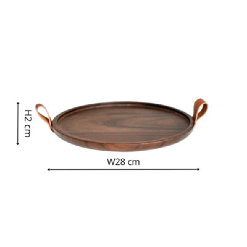 Image of Ivyline Harvey Walnut Wooden Candle Plate D28Cm