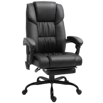 Image of Vinsetto 6-Point PU Leather Massage Racing Chair Electric Padded Height Angle Adjustable 5 Wheels Black AOSOM UK