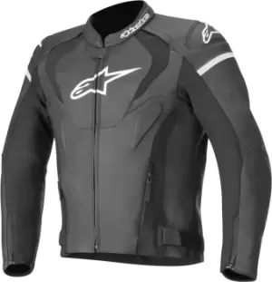 Image of Alpinestars Jaws v3 Motorcycle Leather Jacket, black-white, Size 50, black-white, Size 50