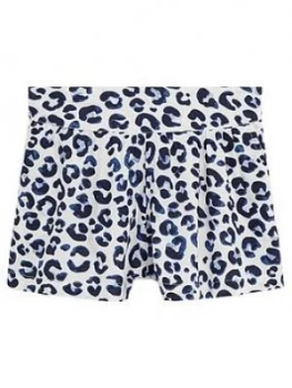 image of Mango Girls Leopard Print Shorts - White