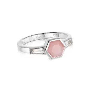 Image of Rings 925 Sterling Silver Beloved Pink Opal Hexagon Ring Sterling Silver