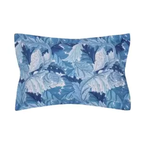 image of William Morris Acanthus Oxford Pillowcase, Woad Blue