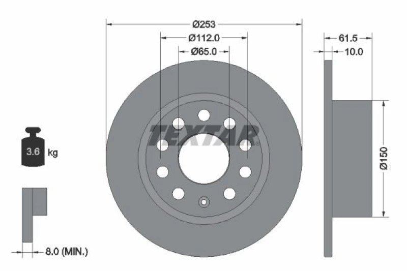 Image of Brake disc TEXTAR 92306603