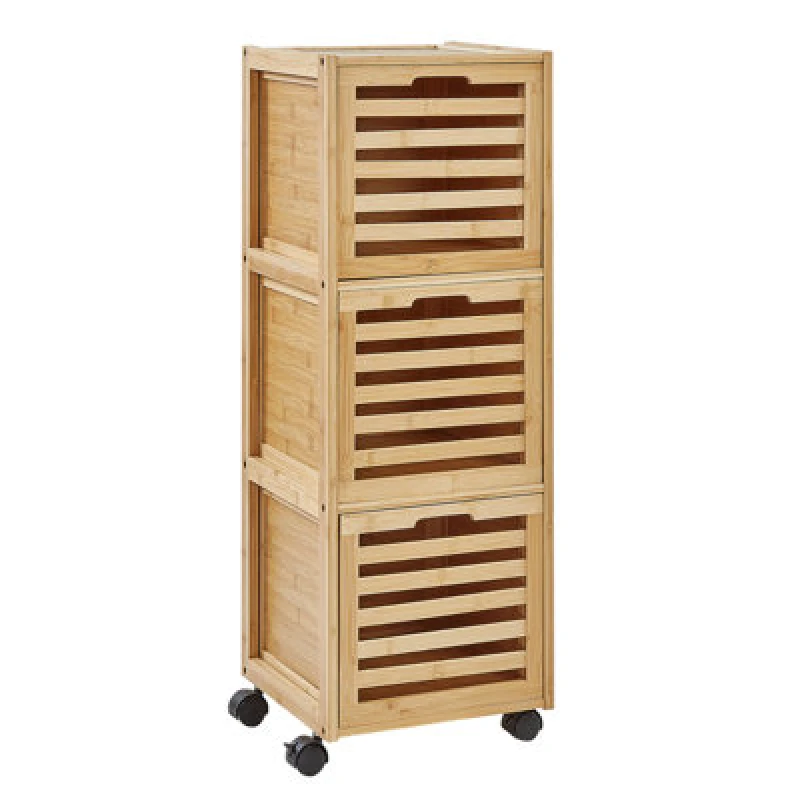 Image of Beliani Bathroom Cabinet Shawnee Bamboo Wood 32cm Light Brown
