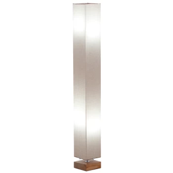 Image of HOMCOM 120cm Tall Linen Floor Lamp w/ Wood Base Steel Frame 2 Bulbs Home Lighting Soft Atmospheric Stylish Modern Bedroom Land Cream AOSOM UK