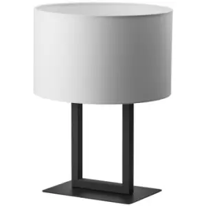 image of Zumaline Tessa Table Lamp with Round Shade, Black, White, 1x E27