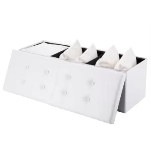 image of Storage Bench White 115x38x38cm Foldable