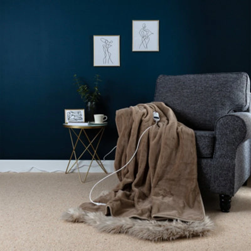 Image of Slumberdown Elegantly Warm Luxury Heated Throw Throws One Size Nude 39298505000