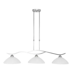 image of Capric Straight Bar Pendant Ceiling Light Steel Brushed, Glass Opal Matt