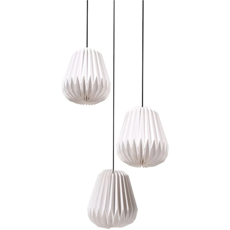Image of Beliani 3 Light Pendant Lamp Honde Paper White