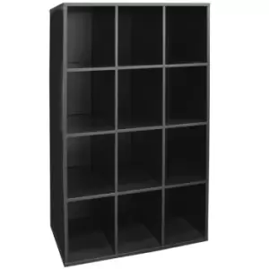 image of Techstyle Pigeon Hole 12 Pair Shoe Storage / Cubby Hole Display / Media Shelves Black