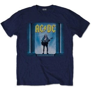 Image of AC/DC - Who Man Who Mens Small T-Shirt - Navy Blue