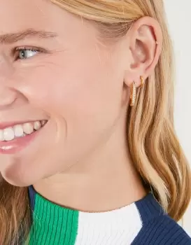 Image of Accessorize Womens 14ct Gold-Plated Sparkle Medium Hoop Earrings