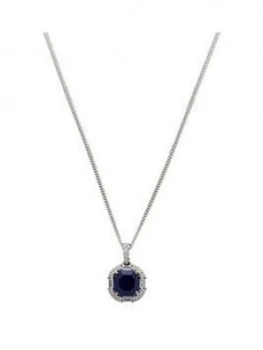 image of Simply Silver Sterling Silver 925 Cubic Zirconia Tanzanite Emerald Necklace