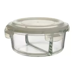 image of 2-Compartment Round Glass Container, 950ml