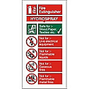 Fire Extinguisher Sign Hydrospray Aluminium 20 x 10 cm