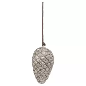 Image of Hill Interiors Pinecone Christmas Hanging Ornament (One Size) (Silver)