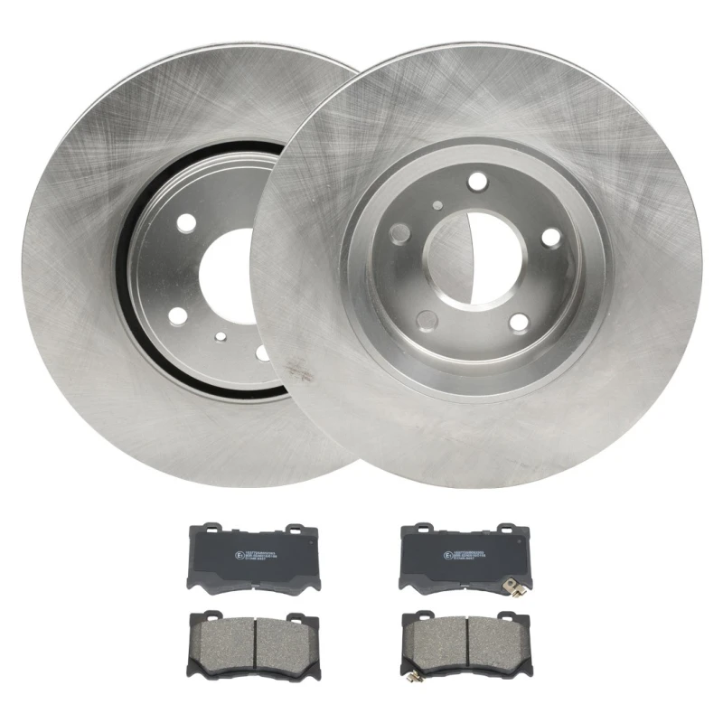 Image of RIDEX 3405B1999 Brake disc and pads set Front Axle, Brake Disc Type: internally vented, with acoustic wear warning Brake Set,disc brakes (3405)