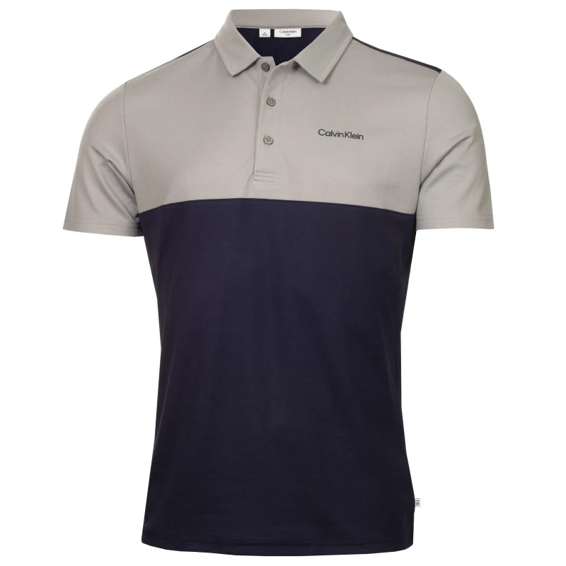 Image of Calvin Klein Golf Mens Jc Block Short Sleeve Performance Polo Shirt Nvy-Sil male Small
