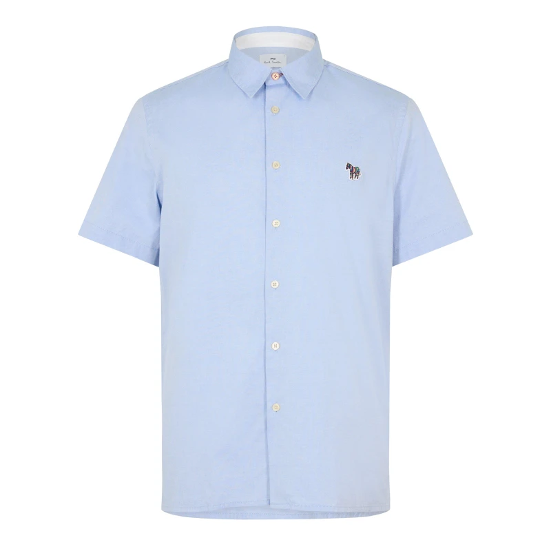 Image of Paul Smith Mens Short-Sleeve Plain Shirt Navy 44 male 2XL