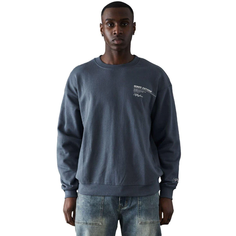 Image of Series 55 Labach Front Back Logo Crewneck Sweatshirt Blue male S