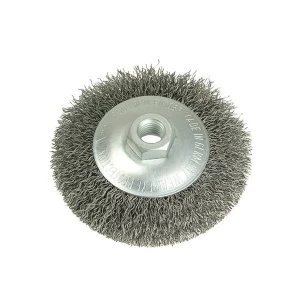 image of Lessmann Conical Bevel Brush 100mm x M14 Bore, 0.35 Steel Wire